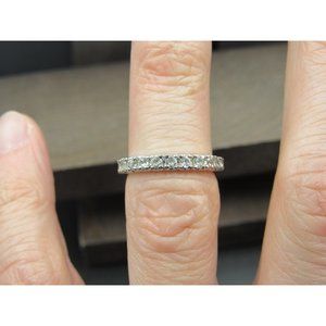 Size 5 Sterling Silver Small Half Cubic Zirconia Gem Band Ring